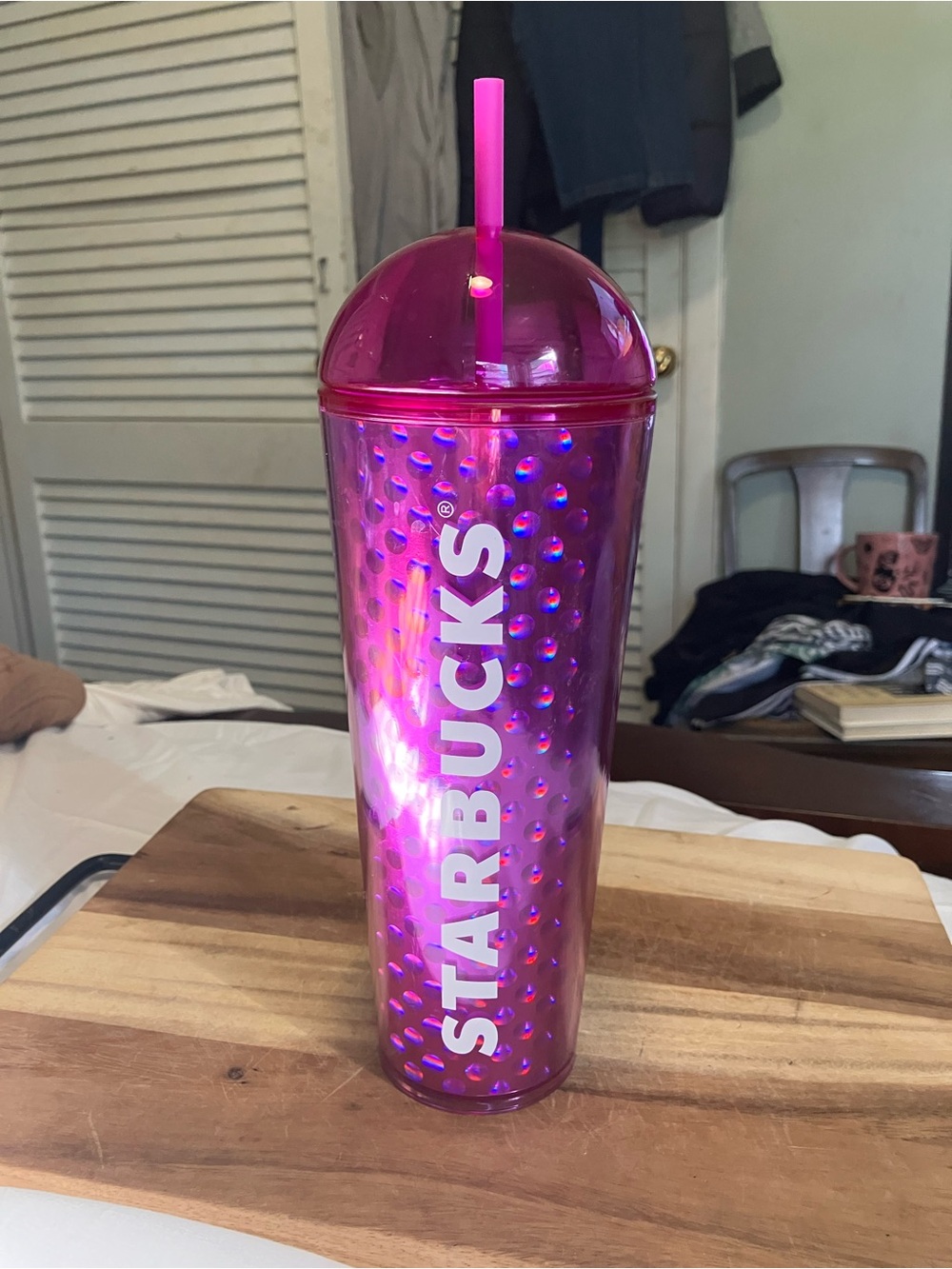 Starbucks Purple Dome Lid Cold Cup Tumbler With Holographic Dot Texture